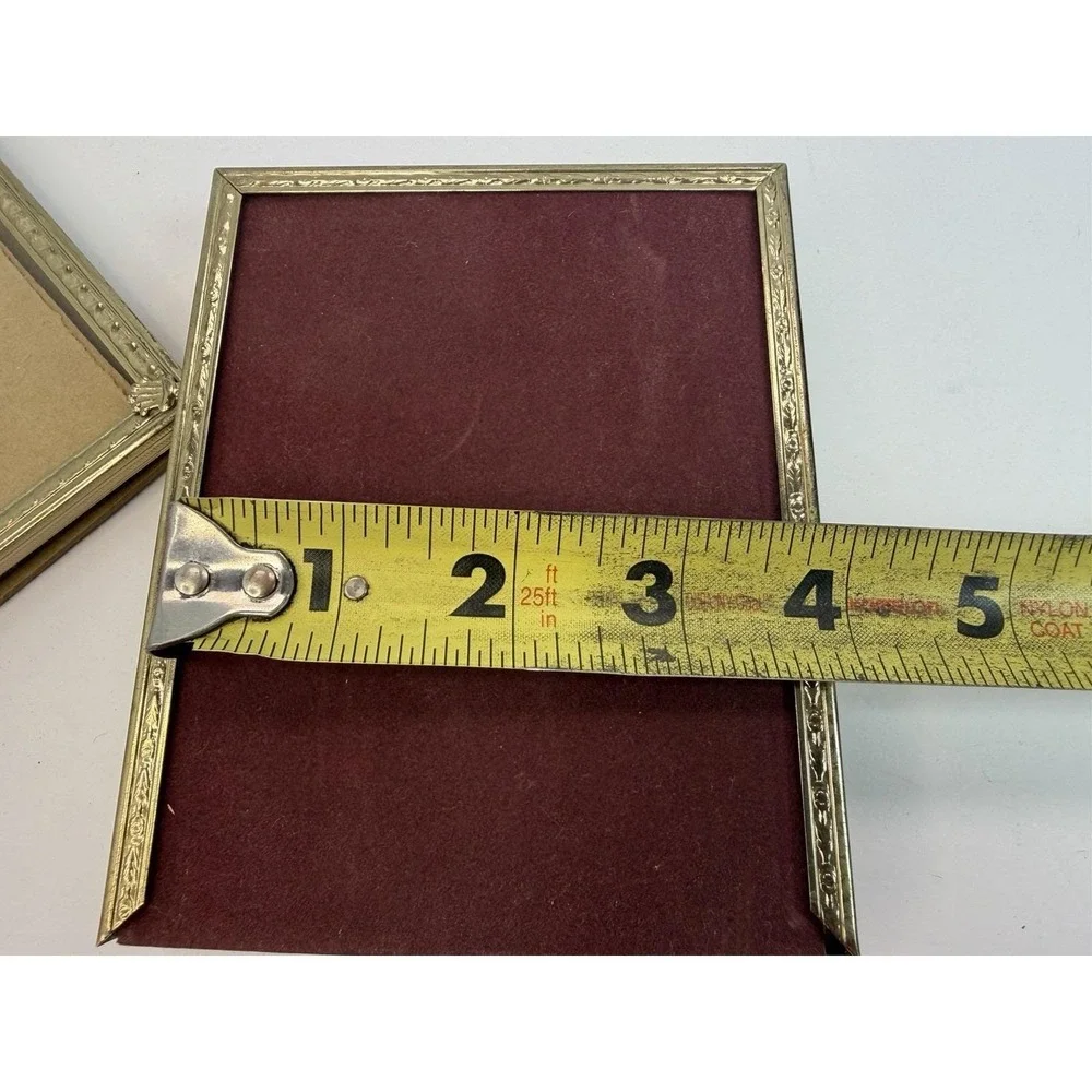 Gold Tone Metal Double Picture Frame 3.5x5